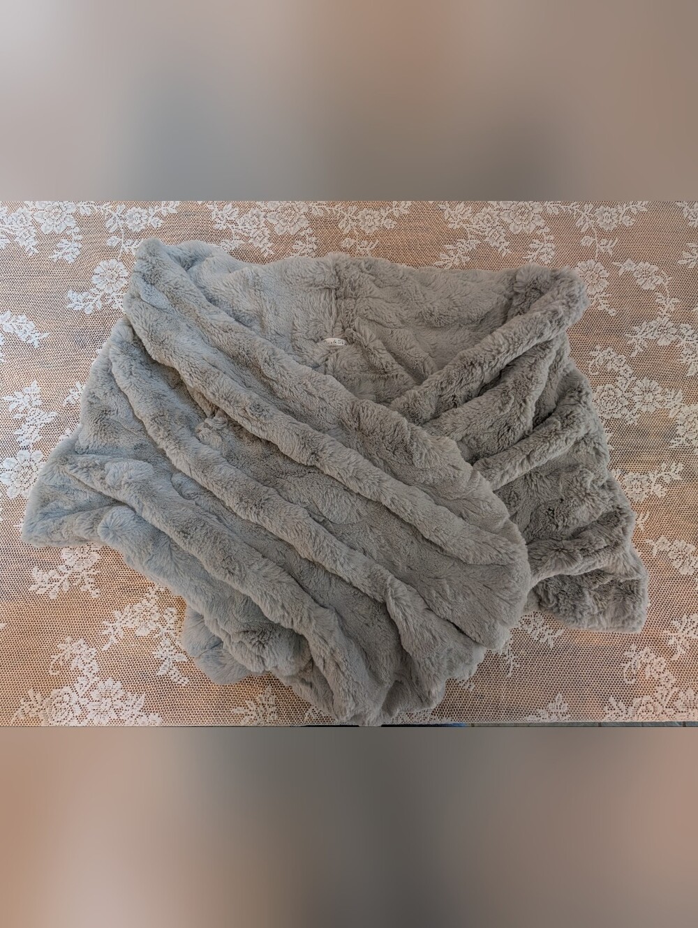 Soft Faux Fur Gray Bridal Shawl